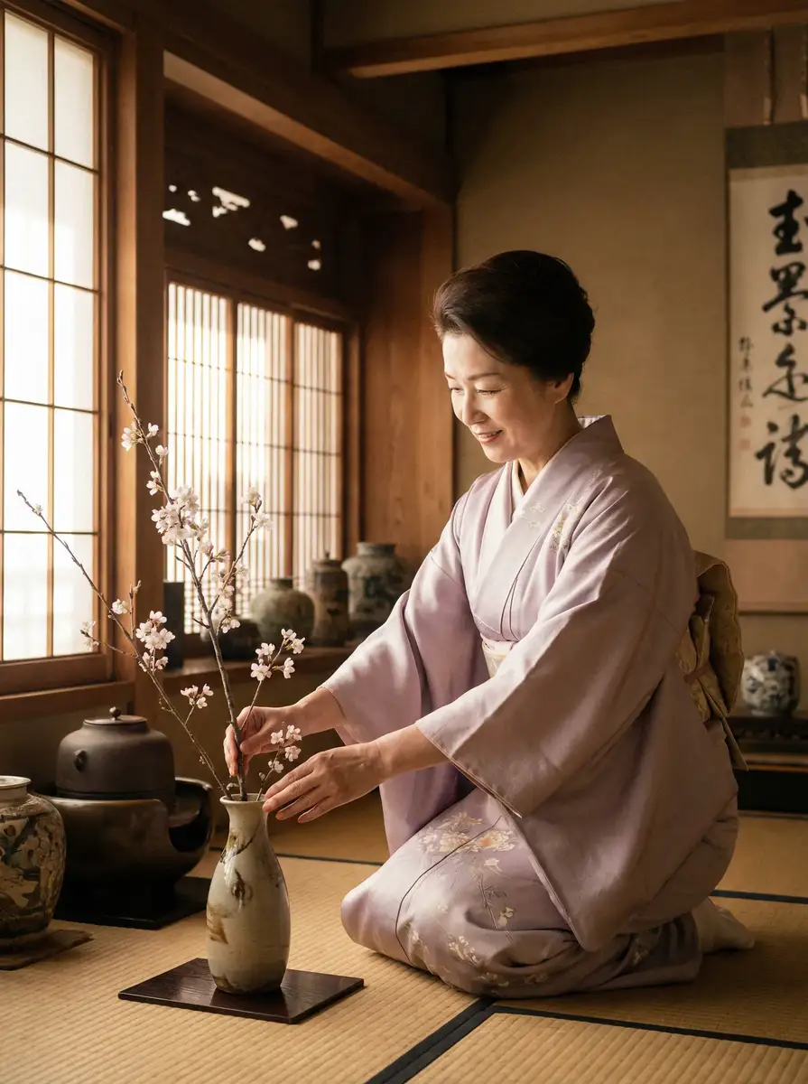 一位优雅的 小视频-热门小视频大全|免费高清短视频每日更新 在和室中插花